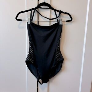Vintage Dior black studded one piece swimsuit